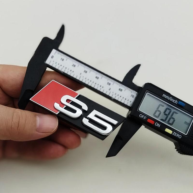 For c11 RS3 3D ABS Chrome Black Logo S3 S4 S5 S6 S7 S8 Emblem Car Front Grill Badge For c11 S 3 4 5 6 7 8 Auto Styling Accessories