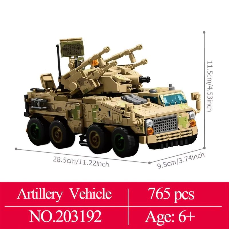 

765 шт. Зенитная артиллерийская машина Конструктор Военная серия Автомобиль Сборная модель Кирпичики Детские игрушки Без коробки