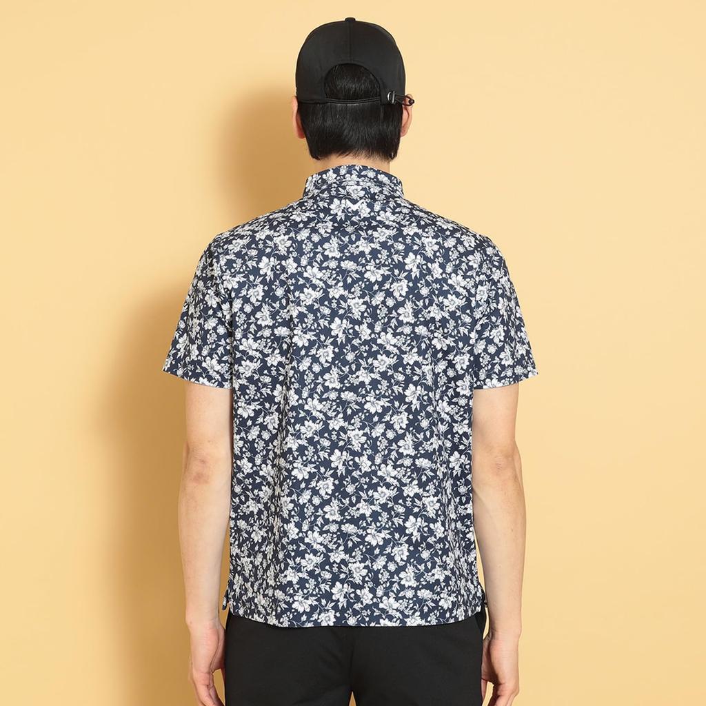 Kurzarm-Poloshirt Print Feuchtigkeit Schnell Golf C25134112 L [Callaway] Herren (Blumenmuster, Feuchtigkeitstransport, Trocknend) // 1120_Marineblau