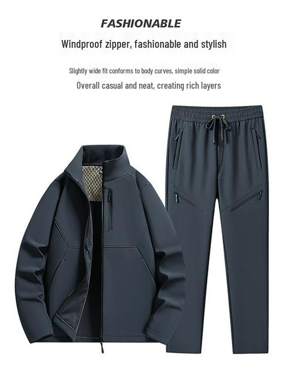 Unisex Fleece-Lined Softshell Rain Suit: Warm Winter Two-Piece Set