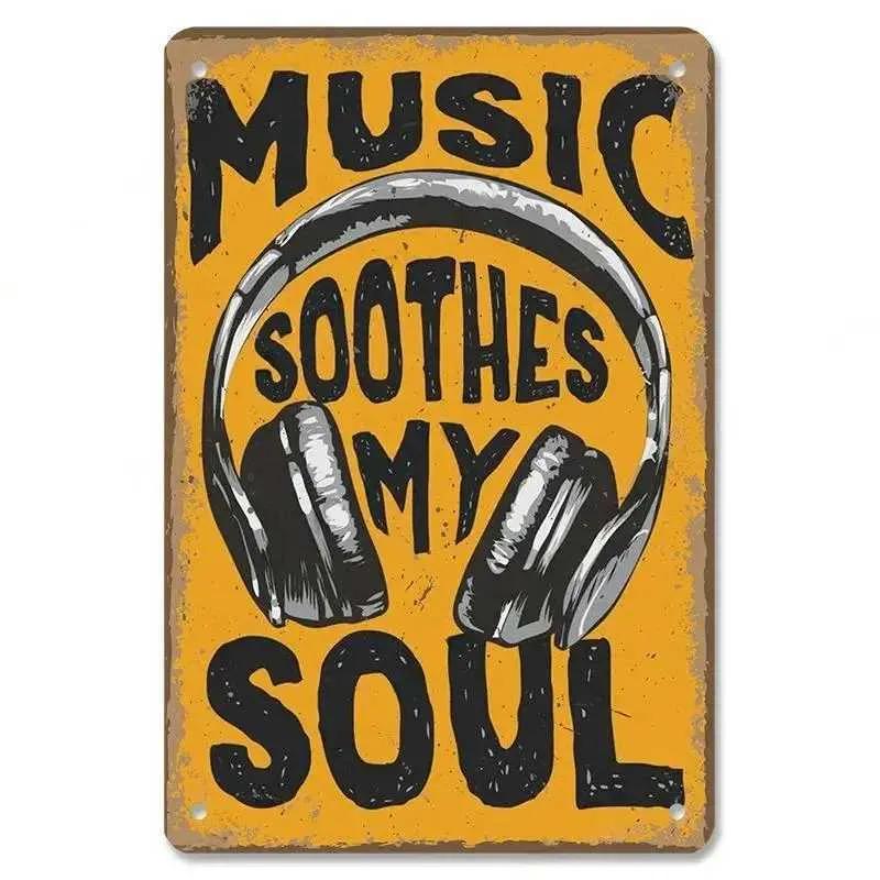Retro Music Poster Metal Tin Logo Retro Metal Plate Music Cd Radio Guitar Singer Bar Wall Decoration Living Room