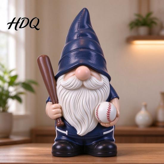 Home Office Ornament Baseball Gnome Figurine Resin Sports Theme Statue Holding Indoor Decorative Accents Bat & Ball Tabletop Decor Lover