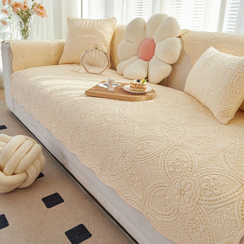 Selected High-End Style Custom-Shaped Pure Cotton Sofa Cover Suitable All Seasons Thick Slip-Resistant Seat Cushions Sofa Cover