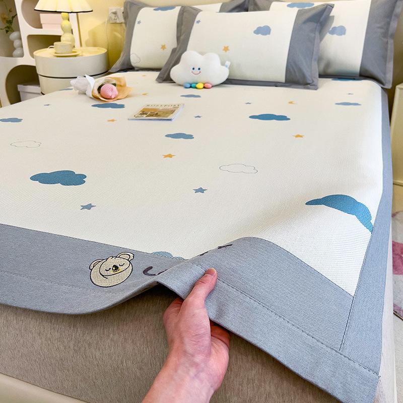 3KS Podložka z ledového hedvábí Letní ratanová podložka Letní podložka na postel Prostěradla Skládací ledové hedvábí Manželská postel Klimatizační podložka