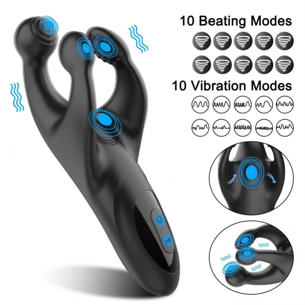 Penis Delay Trainer Glans Workout Vibrator Testicle Massager Soft Silicone Prostate Stimulator Male Masturbator Adult Products