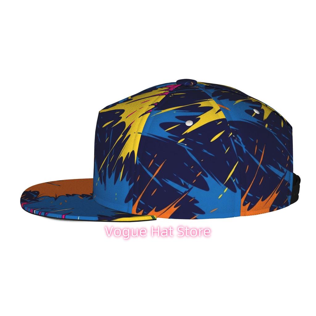 Casquette de baseball pour hommes et femmes, Motif abstrait coloré en explosion, Visière snapback réglable, Design à sommet plat - Convient pour les décontractés O