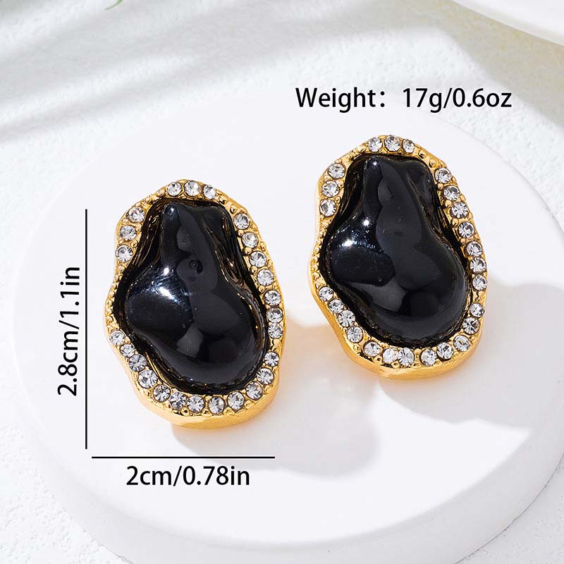 Vintage Colorful Resin Drip Oil Stud Earrings for Women Girls Fashion Crystal Irregular Geometric Earrings Jewelry Accessories