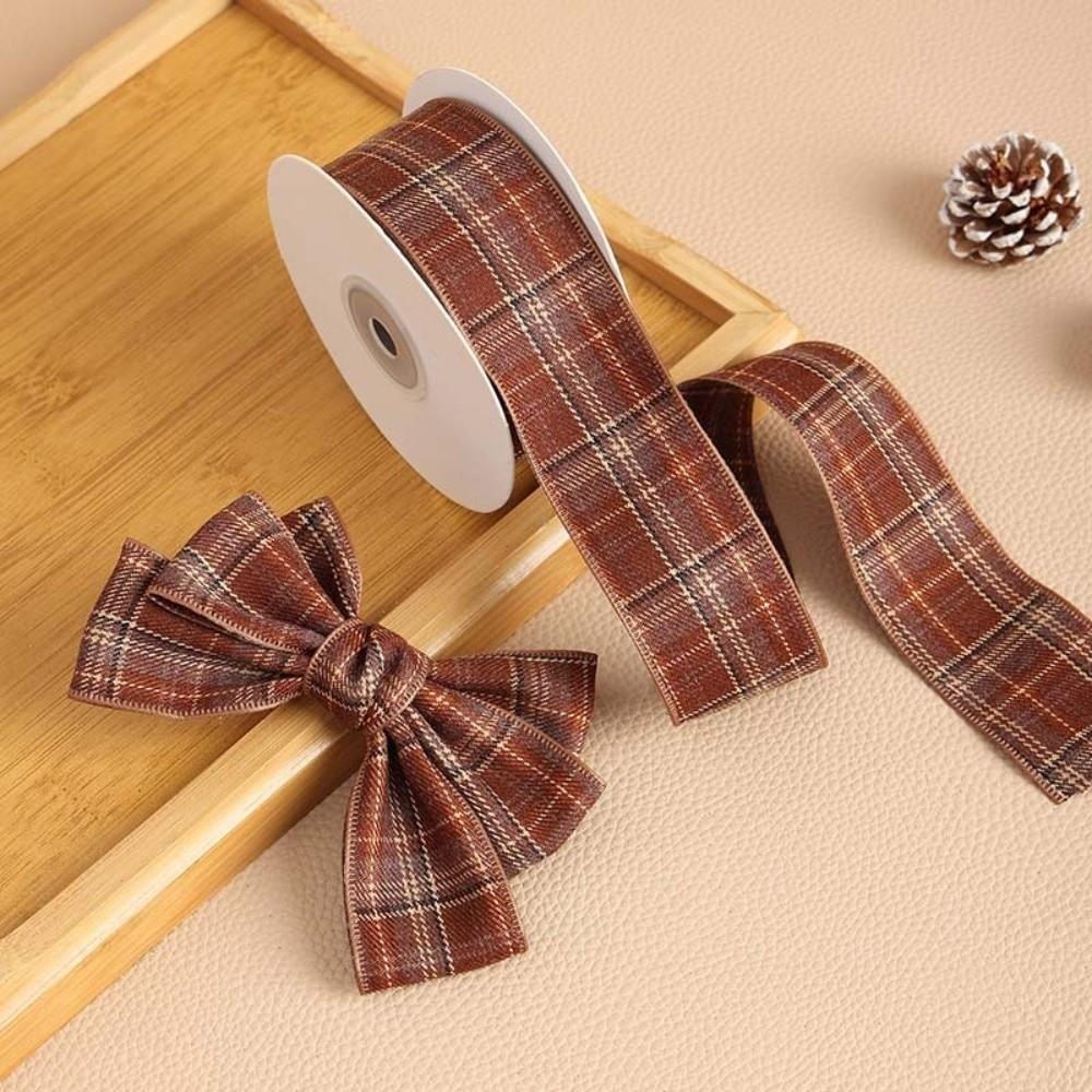 40MM Width Plaid Grid Ribbons Plaid Grid Printed Gift Wrapping Ribbons Christmas Decor
