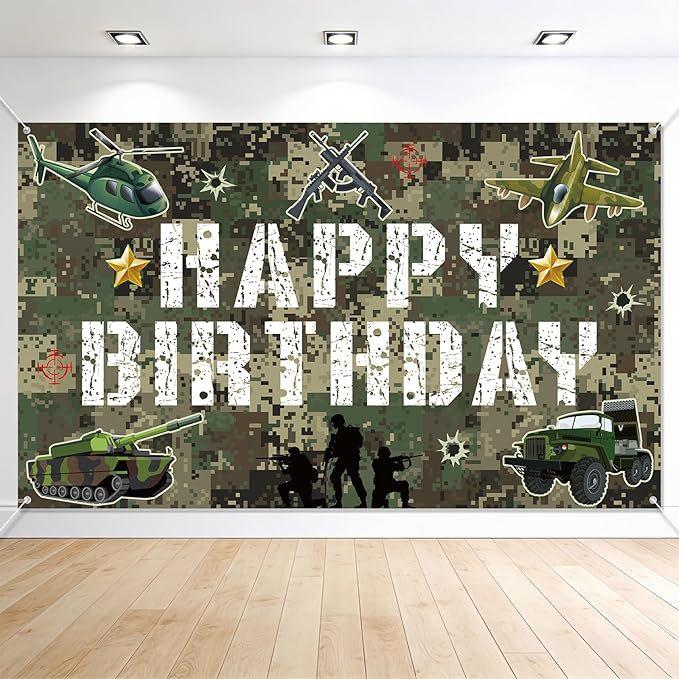 Camouflage Birthday Background Cloth Boy Military Camouflage Camping Military Training Party Decorative Banner Background