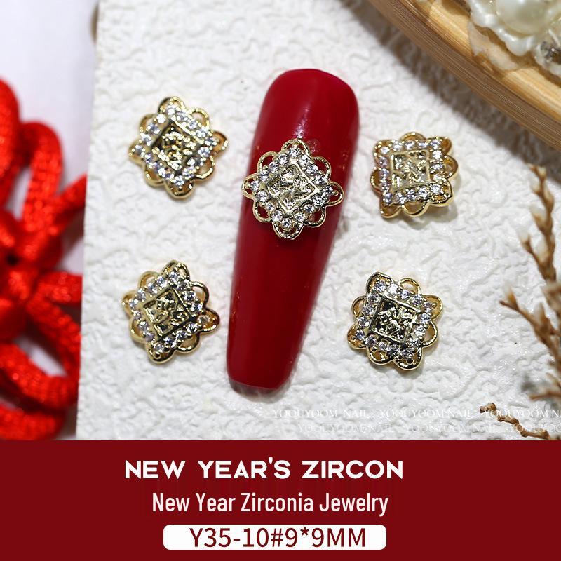 Nail Art Scintillante di Zirconia per Capodanno: Borsa del Denaro Attira-Ricchezza, Zucca di Lusso con Diamanti e Ornamenti per Unghie Oro/Argento