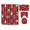 Christmas Shower Curtain Floor Mat Combination Four-Piece Set Bathroom Toilet Carpet Shower Room Mat Foot Mat