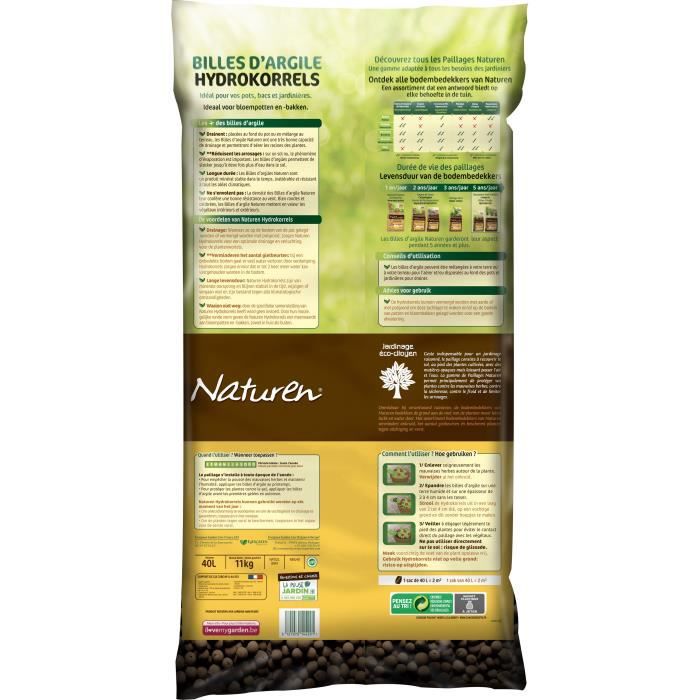 NATUREN Billes d'Argile - 40L - Protege du gel et permet une économie d'arrosage