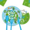 Environmental Earth Day Theme Party Tableware Set Disposable Paper Plate Paper Cup Paper Towel Tablecloth Flag Arrangement Supplies