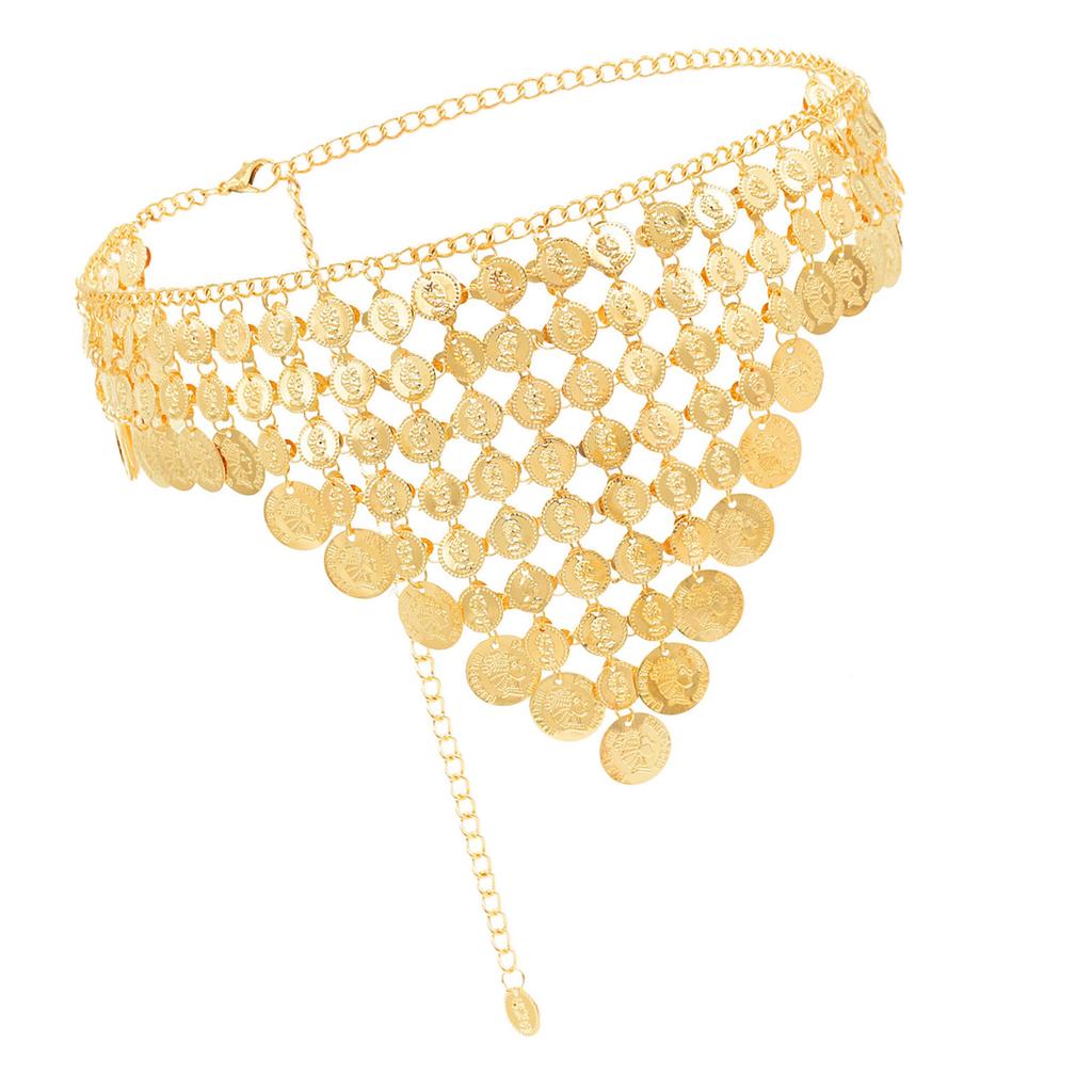 Trendy Coin Tassels Waist Chain Adjustable Length Body Chain Fashion Waistband for Women Party and Casual Wear