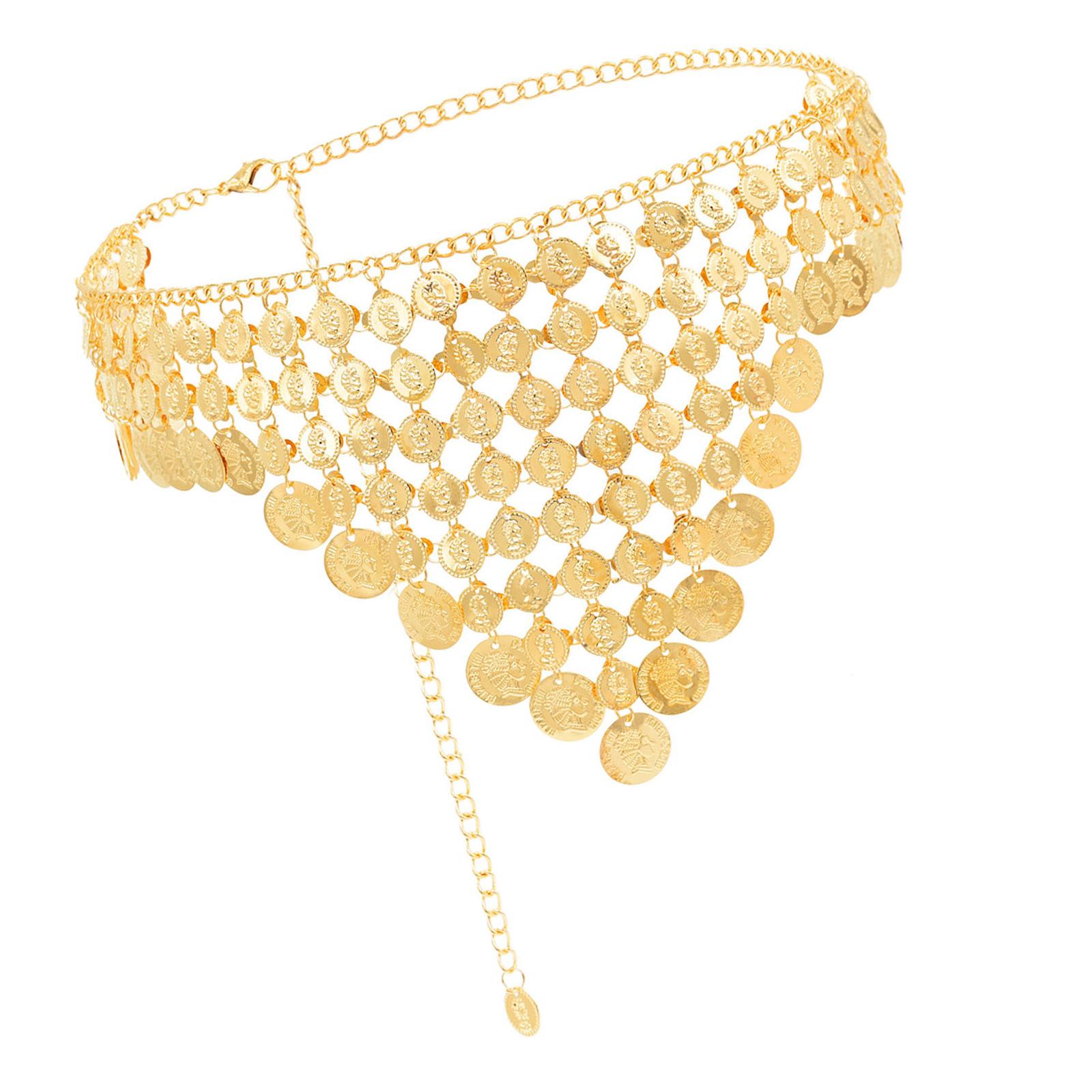 

Trendy Coin Tassels Waist Chain Adjustable Length Body Chain Fashion Waistband for Women Party and Casual Wear A