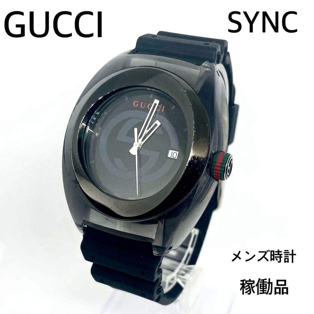 Used GUCCI SYNC men s watch, working item, new battery, brand new strap replaced
