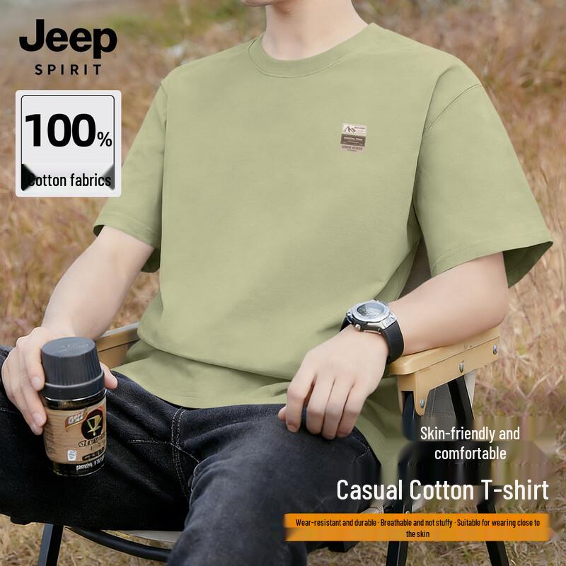 JEEP SPIRIT Men s Loose Fit Pure Cotton T-Shirt L