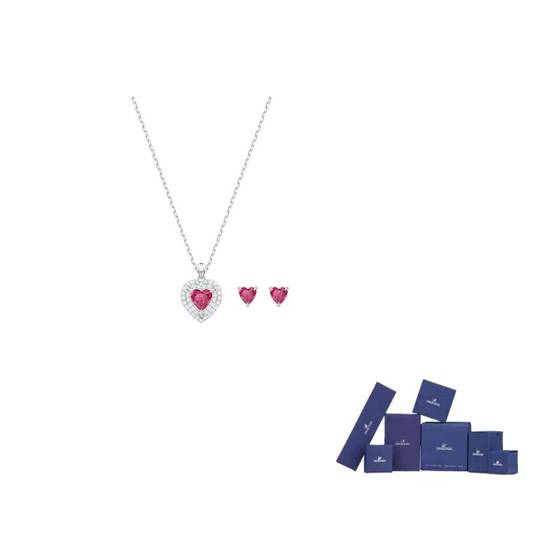 Swarovski One Series Halsketten- und Ohrring-Set Damenschmuck Rot 5470602 Box (Random Color) white