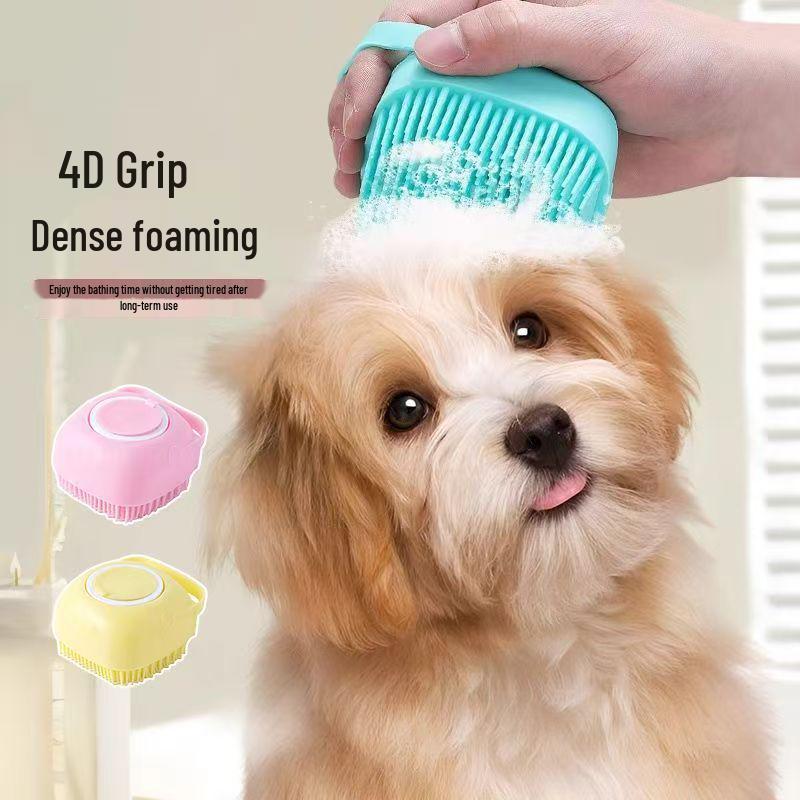 Silicone Pet Bath & Massage Brush for Dogs, Cats & Babies - Hair Removal & Bathing Tool