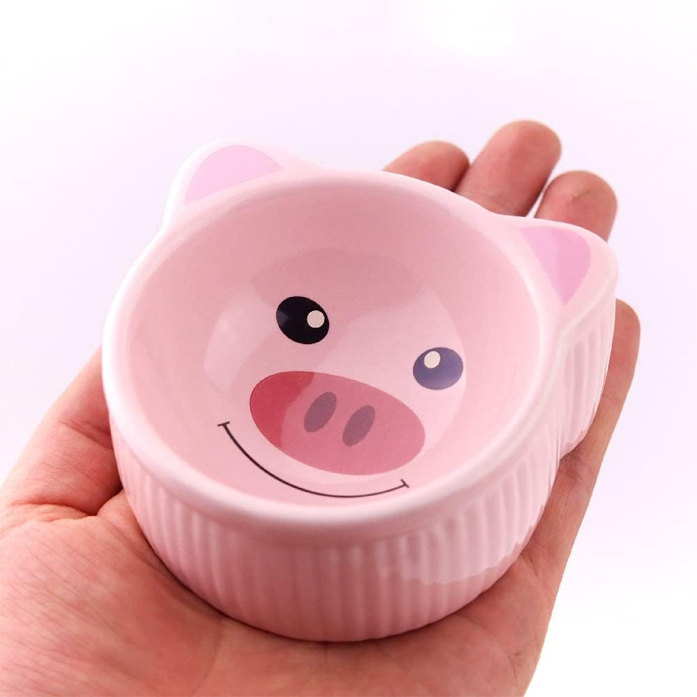 Ceramic Hamster BowlSmall Animal Food Feeder2 PCS Water Bowl for Reptile, Small Bunny, Chinchilla, Hedgehog or Turtle
