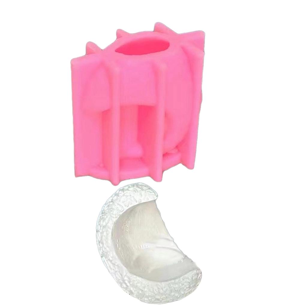 Moon Shaped Candlestick Mold Moon Crystal Epoxy Resin Silicone Mold DIY Half-Moon Candle Holder Molds Home Decorations