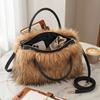 Women Furry Fur Purses Faux Fur Shoulder Handbags Fluffy Tote Bag | Black Plush Purse Brown Cute Fur Clutch Bag Red Grey Fashion Fuzzy Bag for Women