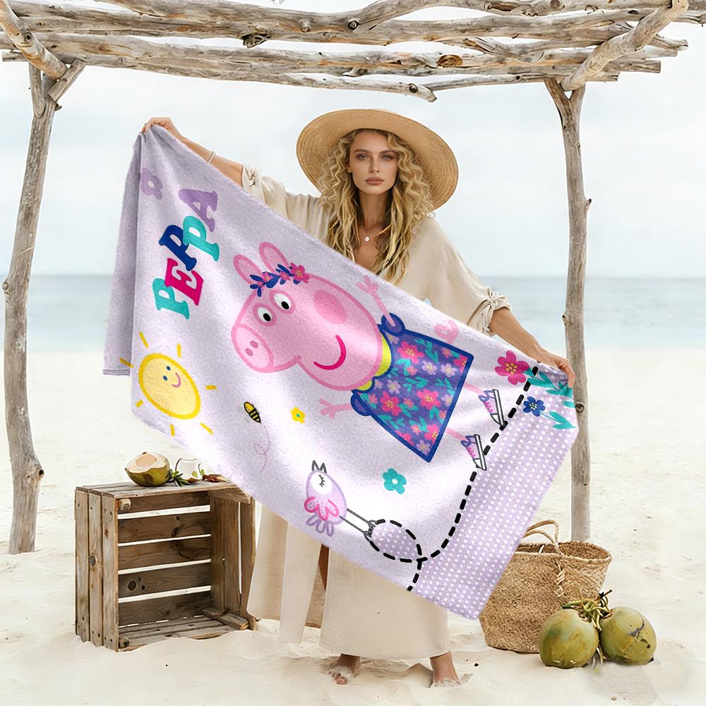 Peppa Pig S Garden Day Beach Towel Soft Durable Quick-Dry Comfortable Lightweight Portable for Swimming,Beach,Camping, Travel, Beach Accessories,Gym