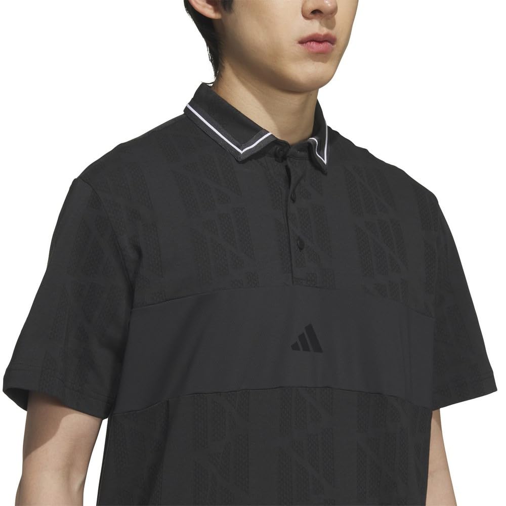 Adidas Golf Beyond the Course Jacquard BOS Logo Kurzarmhemd Schwarz, Herren,