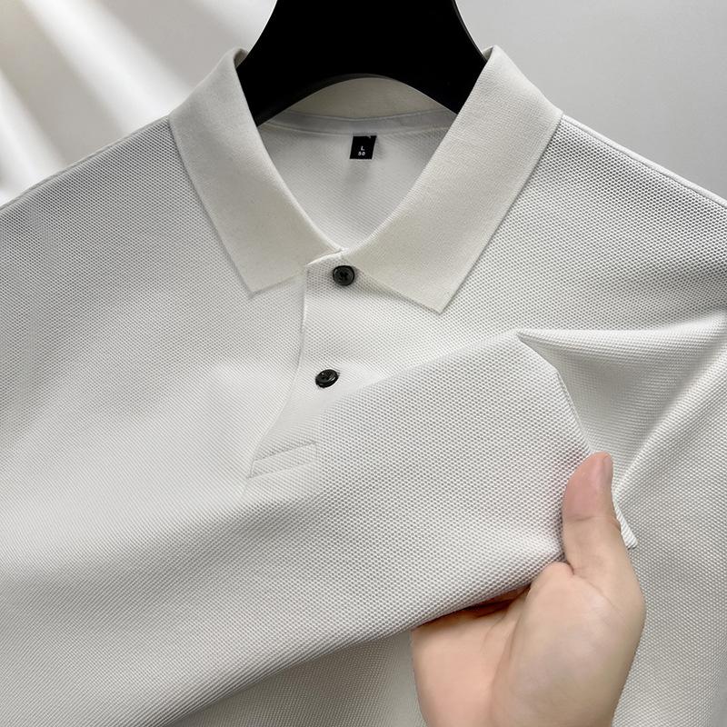 100% Cotton Men's Long Sleeve Polo Shirt Autumn Lapel Collar Business Casual T-Shirt