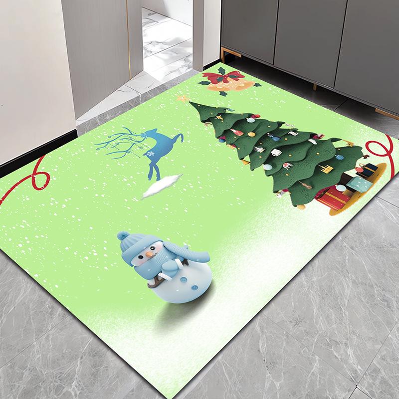 Christmas Festival Entrance To The Door Of The Diatom Mud Mat Waterproof Non-Slip Can Wipe Cartoon Home Mat