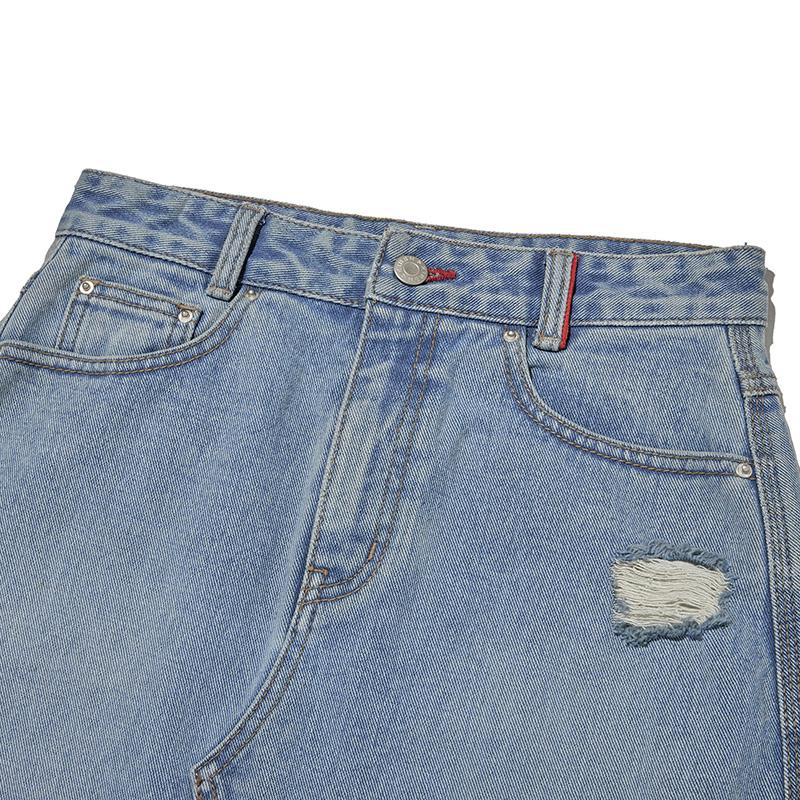 KIRSH Damaged Wash Long Denim Skirt [Blue]