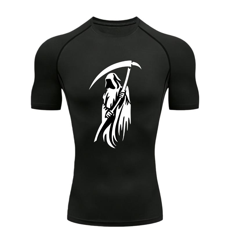Reaper  Men's Sports T-shirt Training Fitness Compression Short Sleeve Rashguard Running Workout T-Shirt Athletic Tees