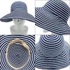 Big Brim Foldable Sun Hat for Women Summer Sun Protection Fisherman Hat Striped Big Head Circumference Outdoor Cycling Sun Hat
