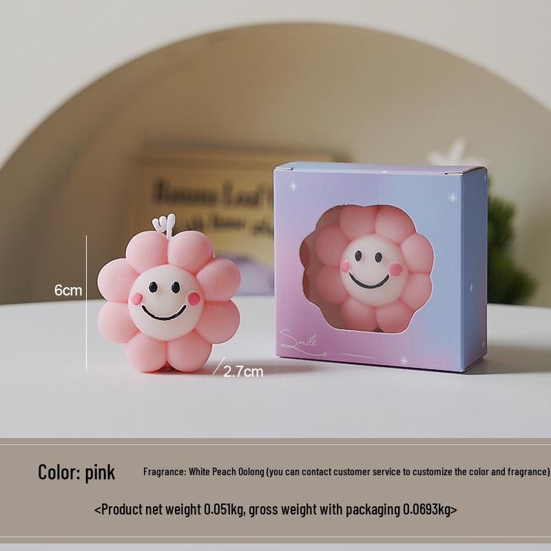 

Smiling Sunflower Scented Candle - Handmade Fragrance Gift, Cute Flower-Shaped Wax Souvenir