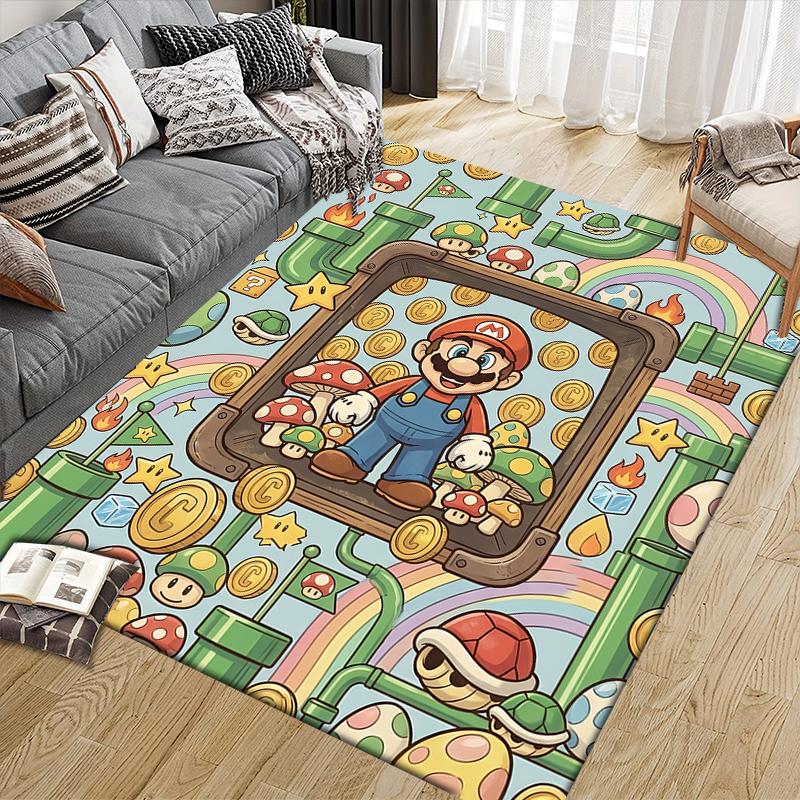 Mario Jumping Action Area Rug, Mario Fan Soft Carpet, Perfect Gift.chl