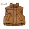 Winter Women Coat Stand Collar Zipper Closure Long Sleeves Pure Color Windproof Heat Retention Padded Down Coat Men Slim Fit Outdoor Jacket