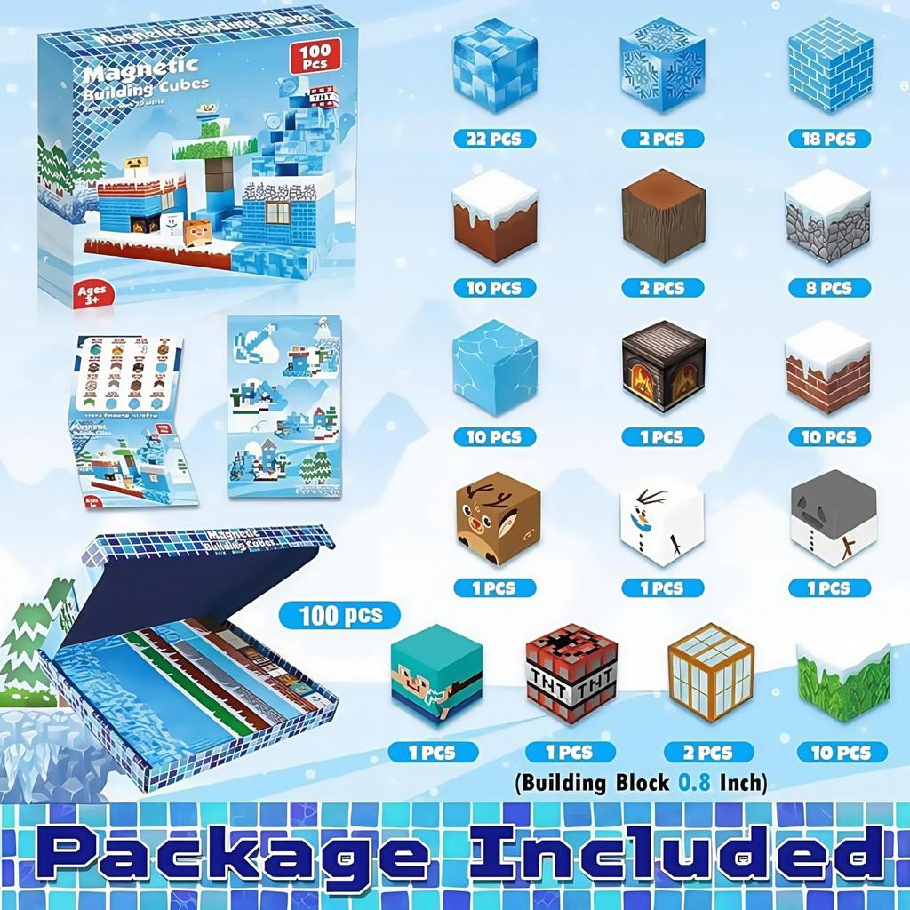 My Block World Children's Magnetic Cubes Set - Primeval Forest