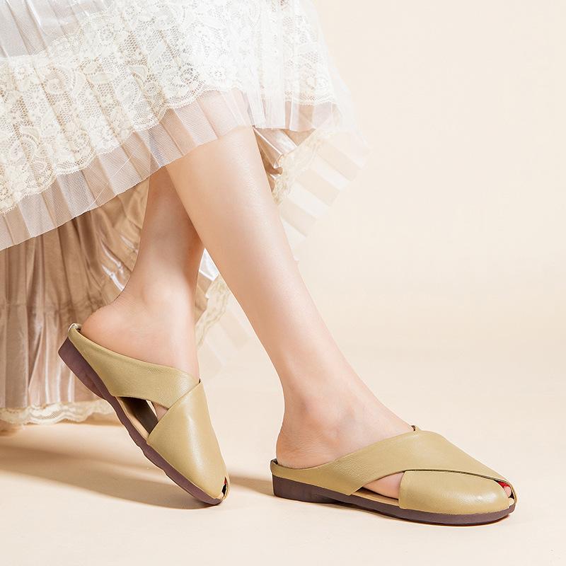 

Модные шлепанцы с рыбьим носком, женские, весна/лето, новые, удобные, прохладные шлепанцы для беременных, повседневные шлепанцы на плоской подошве из овчины 40 хаки