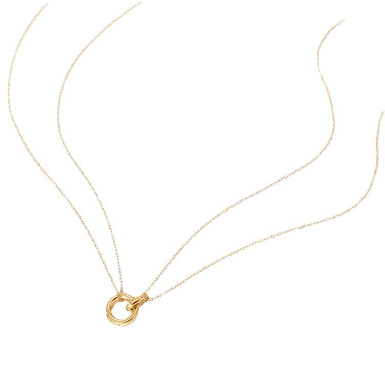 Two-Tone Stainless Steel Geometric Round Pendant Double Layer Choker Necklace