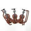 Mini Violins Ornament Miniature Violins Model with Stand for CASE Dollhouse for Home Desktop Decoration Musical Instrument