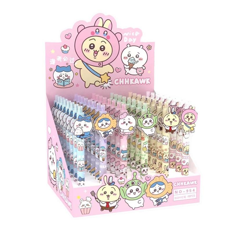 Cute Chiikawa Gel Pens 0.5Mm Black Ink Kawaii Pressing Ballpoint Pen For Students School Office Stationery Gift