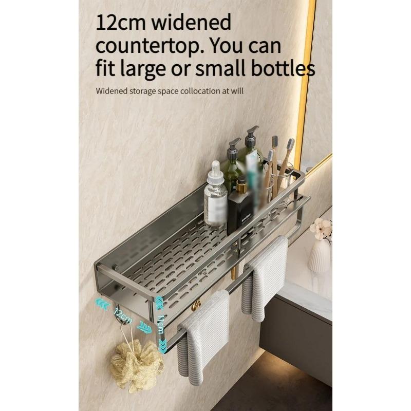 Koupelnový stojan Koupelnová polička Toaleta Prostor Hliník Závěsný stojan Koupelnový organizér Zavěsit na zeď