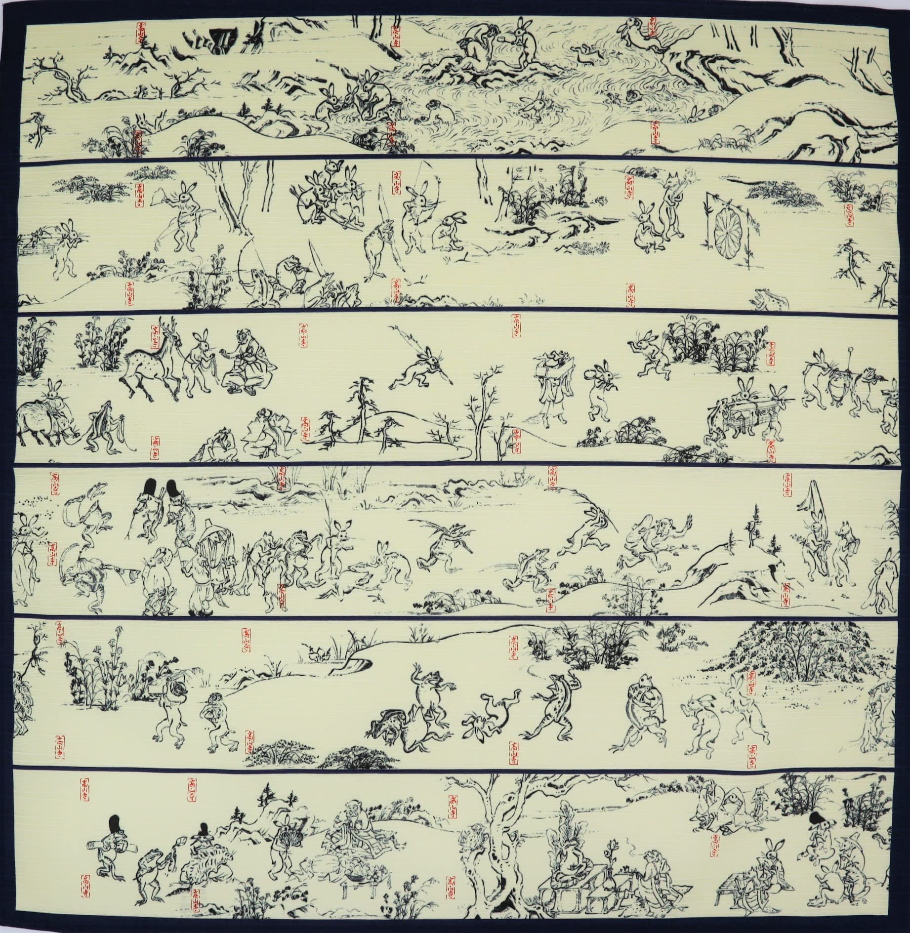 

Maruzen Furoshiki Хлопок Furoshiki Chojugiga Том 1 Темно-синий 50 x 50 см Прибл.