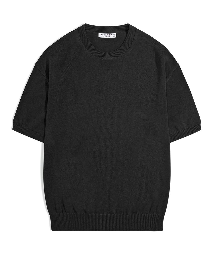 UNTAPPED STUDIO [2Pack] Washable Cool Cotton Short Sleeve Round Knit 4 Colors (B Type)