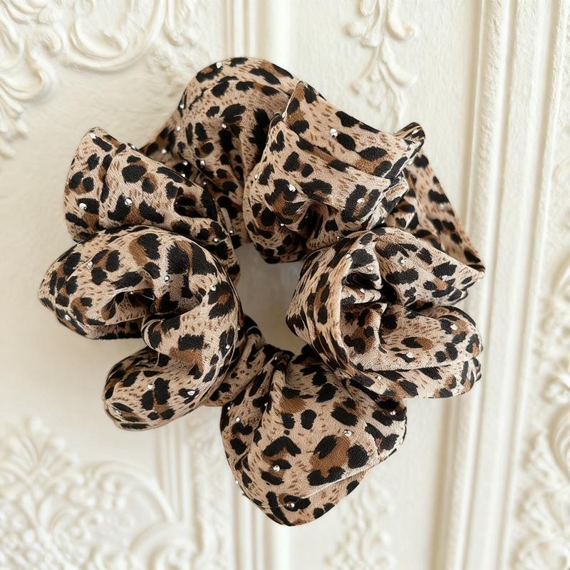 Корейская ретро сетчатая резинка-скранчи для волос с леопардовым принтом