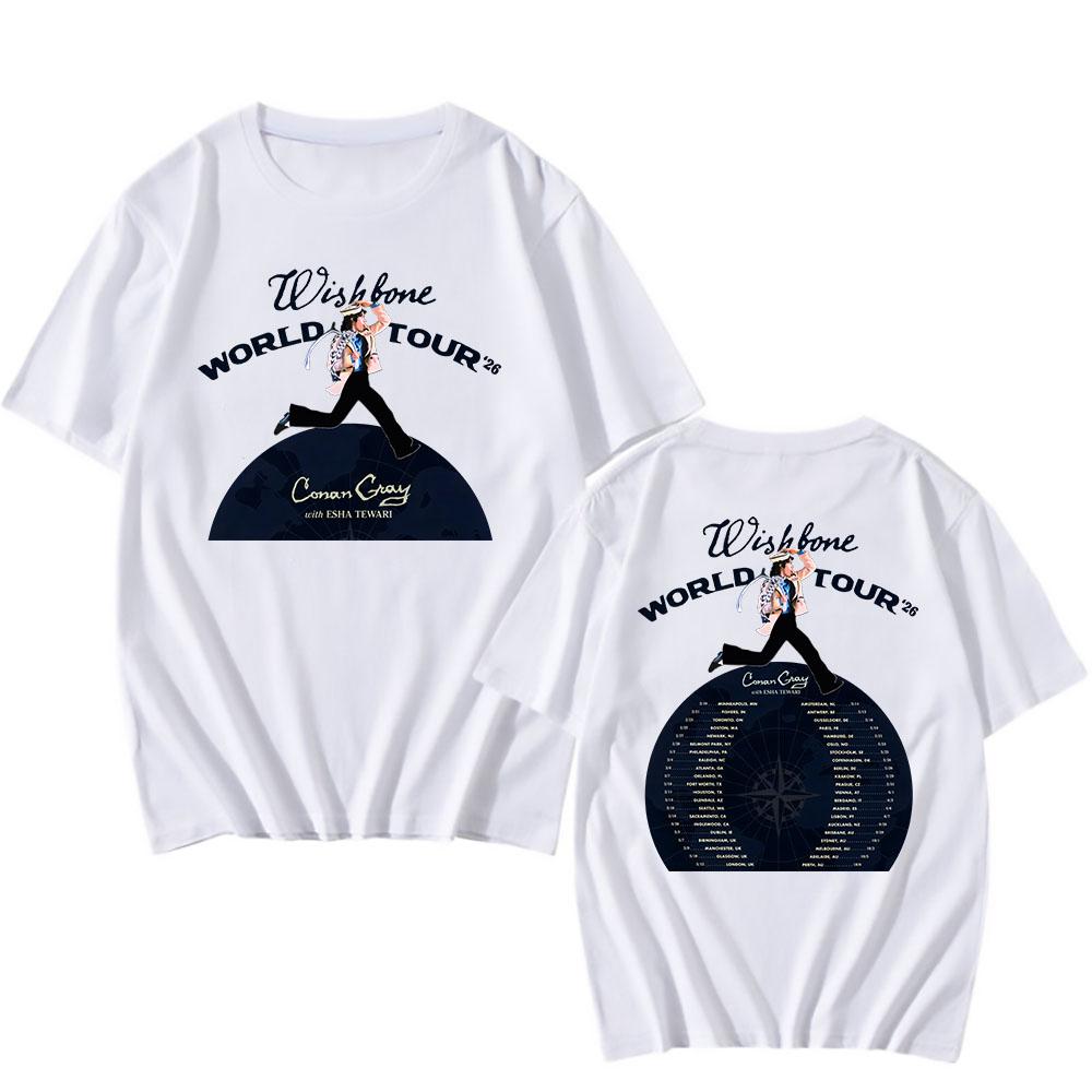 Wishbone World Tour 2026 Koszulki CONAN GRAY Modna Koszulka Krótki Rękaw Luźna Bawełniana Koszulka Streetwear Unisex Koszulki