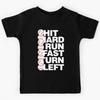In Baseball Hit Hard Run Fast Turn Left Kids T-Shirt