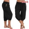 Women Summer Cotton Pants Solid Color Casual Elastic Waist Loose Harem Pants