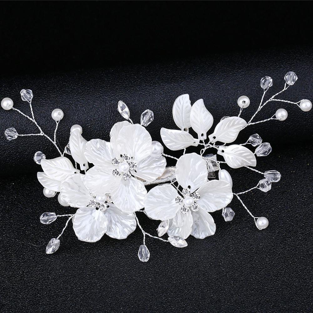 Koreanischer Stil Kristall Perlen Blume Haarnadel Elegant Schön Brautjungfer Tiara Floral Stil Haarspangen Hochzeitshaarschmuck