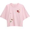 Ss24 Sticker Decoration Round Neck Short Sleeve T-Shirt Women Tops Pink CX171-LPK